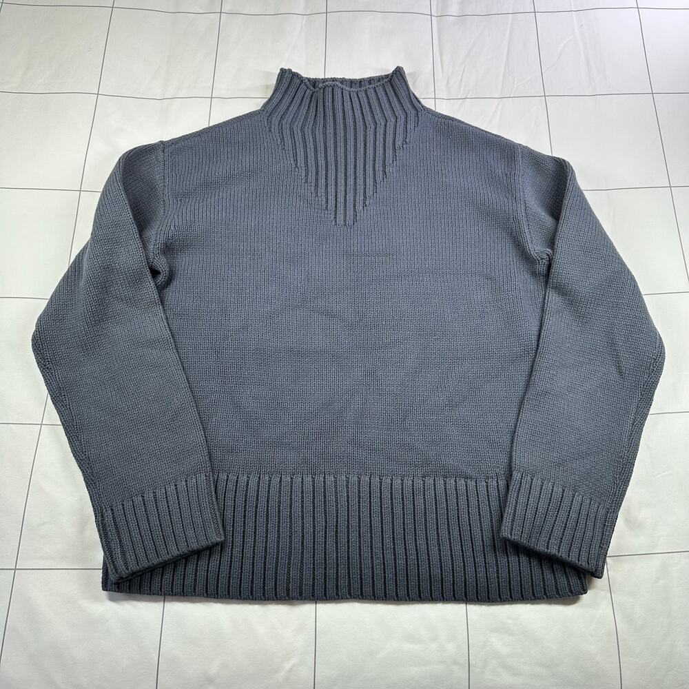 Haven Well Within Sweater Womens Small Gray Blue Turtleneck Ribbed Knit Luxe New